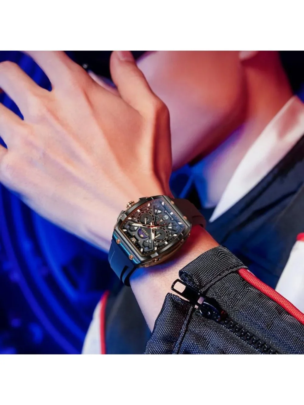 Stylish Men's Chronograph Watch - Waterproof, Luminous, Silicon Strap